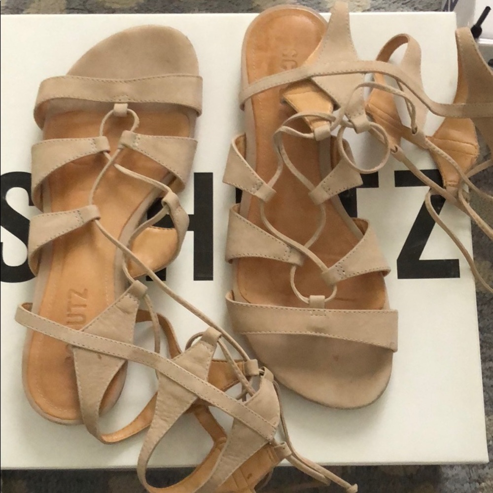 Schutz x Revolve Erlina Tie-Up Sandal in Oyster